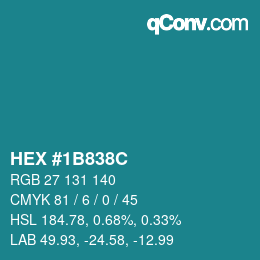 Color code: HEX #1B838C | qconv.com