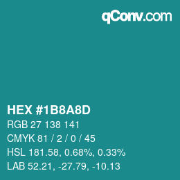 Color code: HEX #1B8A8D | qconv.com