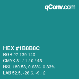 Color code: HEX #1B8B8C | qconv.com