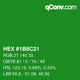 Color code: HEX #1B8C21 | qconv.com
