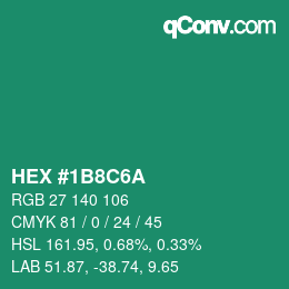 Color code: HEX #1B8C6A | qconv.com