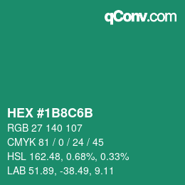 Color code: HEX #1B8C6B | qconv.com