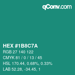 Color code: HEX #1B8C7A | qconv.com