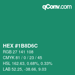 Color code: HEX #1B8D6C | qconv.com