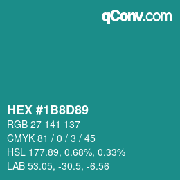 Color code: HEX #1B8D89 | qconv.com