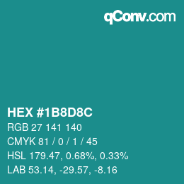 Color code: HEX #1B8D8C | qconv.com