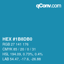 カラーコード: HEX #1B8DB0 | qconv.com