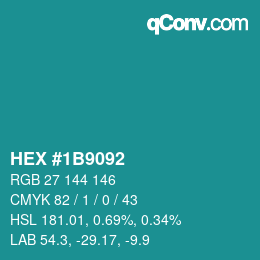 颜色代码: HEX #1B9092 | qconv.com