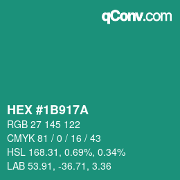 Color code: HEX #1B917A | qconv.com