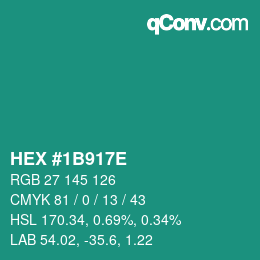 Color code: HEX #1B917E | qconv.com