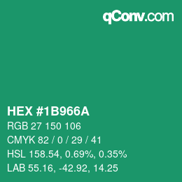 Color code: HEX #1B966A | qconv.com
