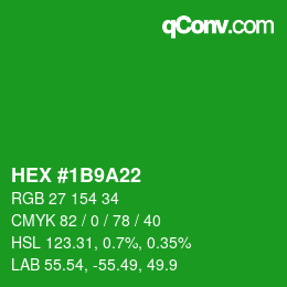 Color code: HEX #1B9A22 | qconv.com