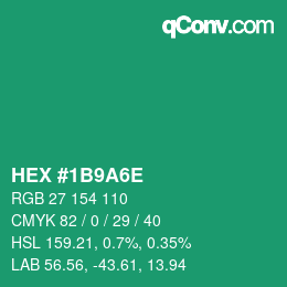 Color code: HEX #1B9A6E | qconv.com