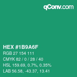 Color code: HEX #1B9A6F | qconv.com