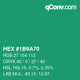 Color code: HEX #1B9A70 | qconv.com