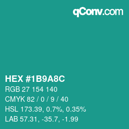 Código de color: HEX #1B9A8C | qconv.com