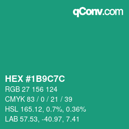 Color code: HEX #1B9C7C | qconv.com