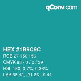 Color code: HEX #1B9C9C | qconv.com
