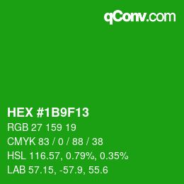 Color code: HEX #1B9F13 | qconv.com
