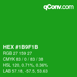 Color code: HEX #1B9F1B | qconv.com