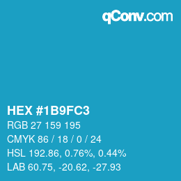 カラーコード: HEX #1B9FC3 | qconv.com