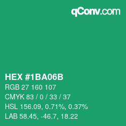 Color code: HEX #1BA06B | qconv.com