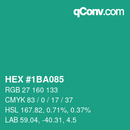 Color code: HEX #1BA085 | qconv.com