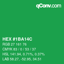 カラーコード: HEX #1BA14C | qconv.com