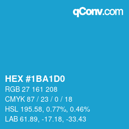 颜色代码: HEX #1BA1D0 | qconv.com