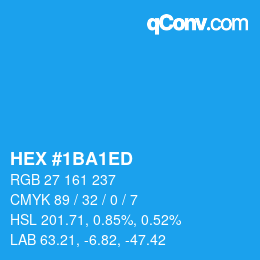 カラーコード: HEX #1BA1ED | qconv.com