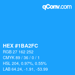 カラーコード: HEX #1BA2FC | qconv.com