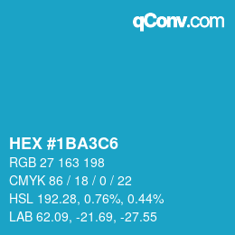 カラーコード: HEX #1BA3C6 | qconv.com