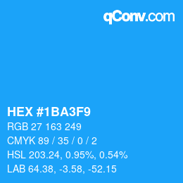 カラーコード: HEX #1BA3F9 | qconv.com