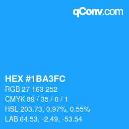 カラーコード: HEX #1BA3FC | qconv.com
