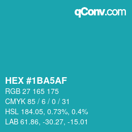 Color code: HEX #1BA5AF | qconv.com