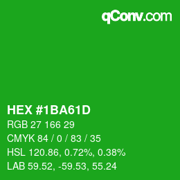 Color code: HEX #1BA61D | qconv.com