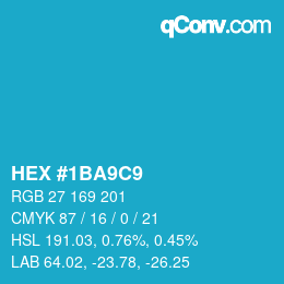 カラーコード: HEX #1BA9C9 | qconv.com