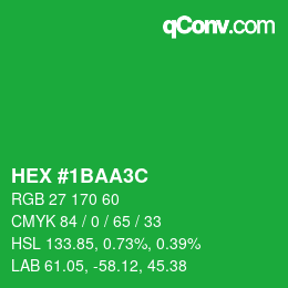 カラーコード: HEX #1BAA3C | qconv.com