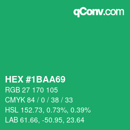 颜色代码: HEX #1BAA69 | qconv.com