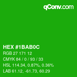 Color code: HEX #1BAB0C | qconv.com