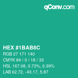 Farbcode: HEX #1BAB8C | qconv.com