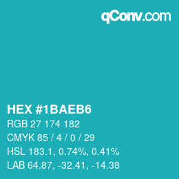 Color code: HEX #1BAEB6 | qconv.com