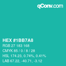 Color code: HEX #1BB7A8 | qconv.com