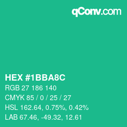Color code: HEX #1BBA8C | qconv.com