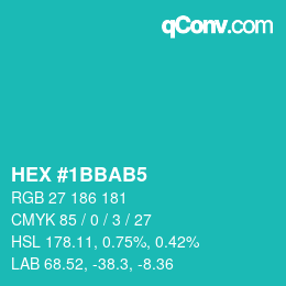 カラーコード: HEX #1BBAB5 | qconv.com