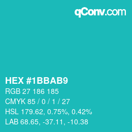 カラーコード: HEX #1BBAB9 | qconv.com