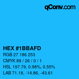 カラーコード: HEX #1BBAFD | qconv.com