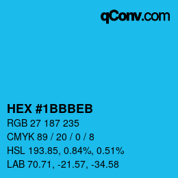 颜色代码: HEX #1BBBEB | qconv.com