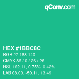 Color code: HEX #1BBC8C | qconv.com