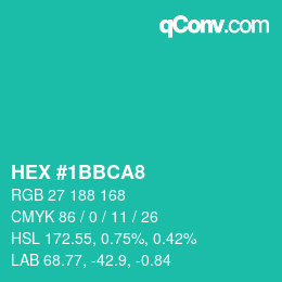 Farbcode: HEX #1BBCA8 | qconv.com